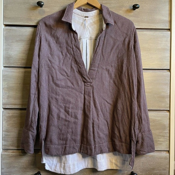Free People On The Road Collared Longline Tunic Popover Shirt Top - Picture 2 of 5